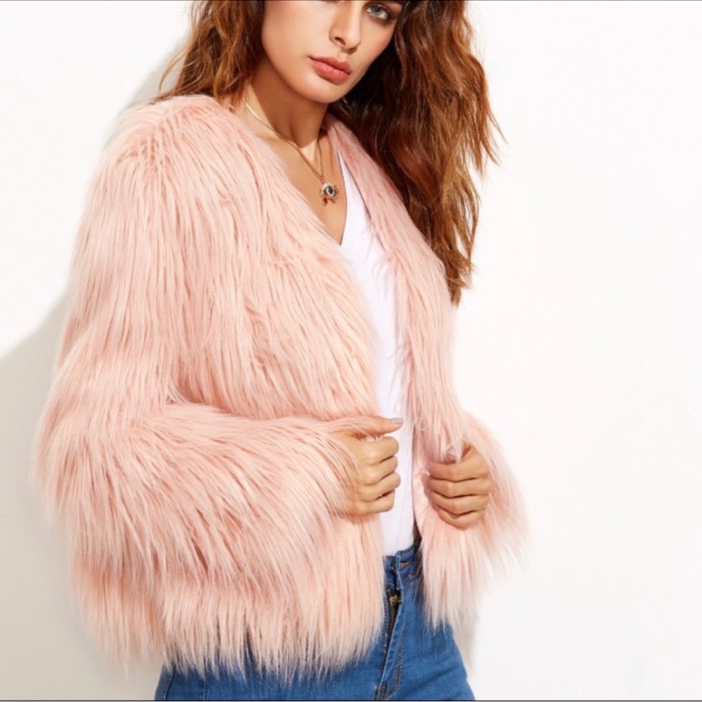 Pink Fur Jacket M - Picture 3 of 9
